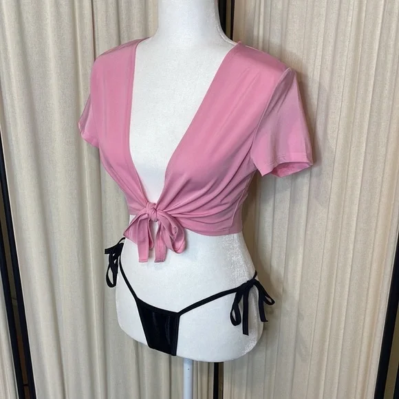 NWT- SEXY PINK SCHOOL GIRL TOP SIZE S/M - Picture 4 of 10